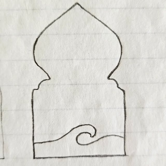 Boceto de una puerta abierta al mar
